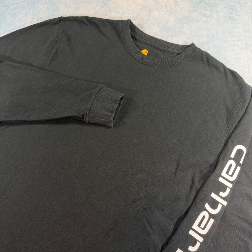 Carhartt Long Sleeve T-Shirt Mens Small Black Excellent Graphic Logo K231
